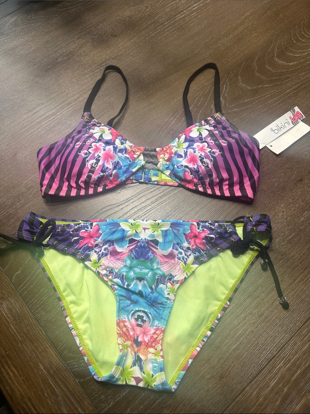 The Bikini Lab Silver & Pink Logo Swimwear Tag